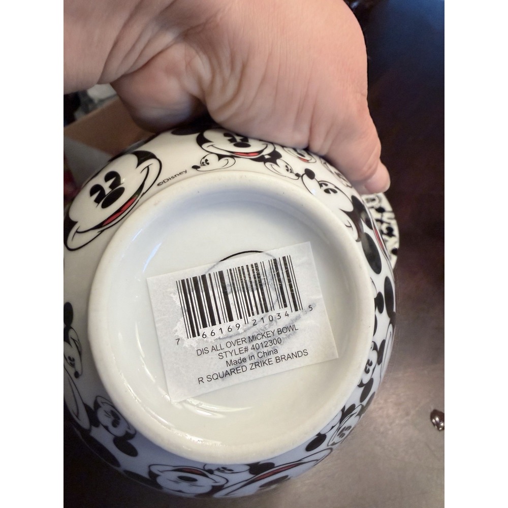 Disney All Over Mickey  Black White Cup Plate Bowl Set NWT - Picture 6 of 8